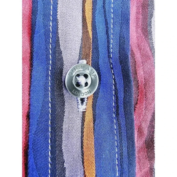 Duchamp London Size 15 Mens Multi Color Striped Spread Collar Cotton Men's Shirt - Picture 7 of 12